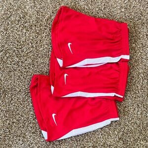 Nike Red and White soccer sports shorts